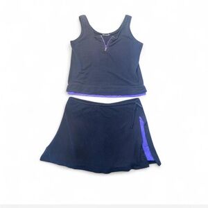 Tail Black Athletic Tank and Skort Set with Purple Accents